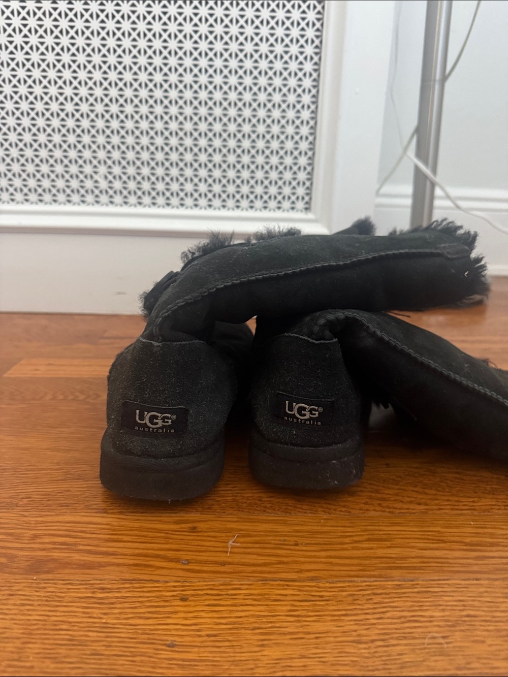 UGG Kids Black Cozy Shearling Slip-On Slippers